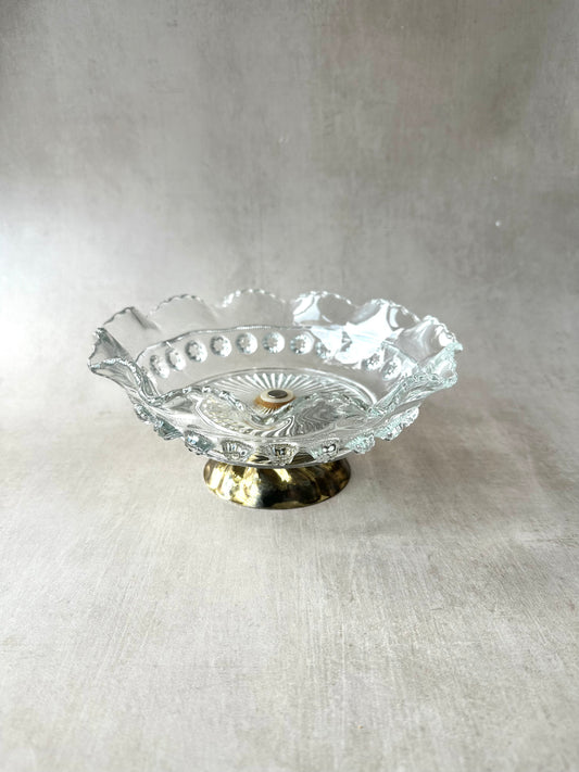 Bol en cristal sur socle en laiton