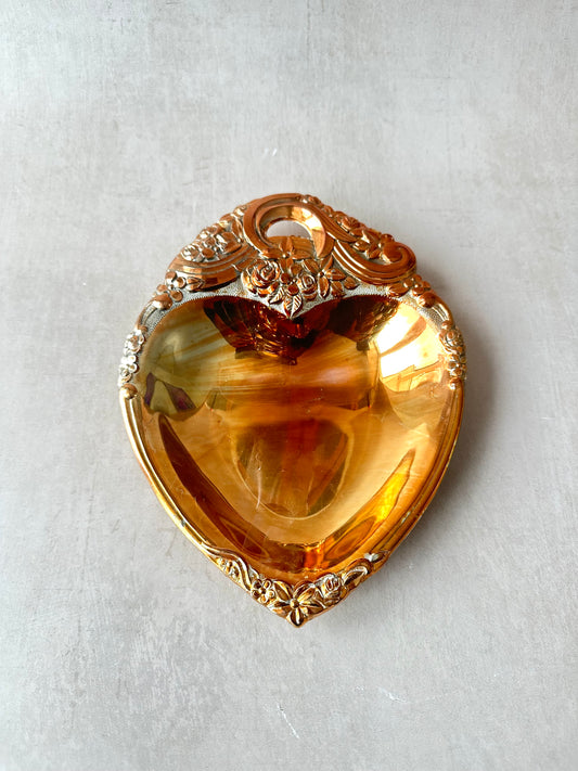 Grande assiette à friandises en argent en forme de cœur